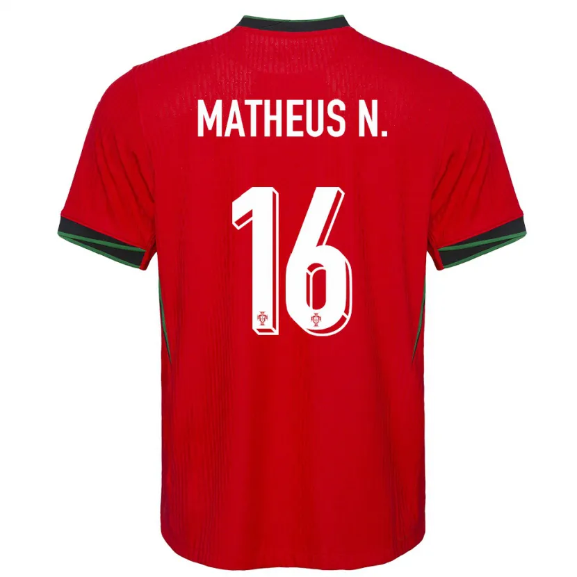 Danxen Mujer Camiseta Portugal Matheus Nunes #16 Rojo 1ª Equipación 24-26 La Camisa