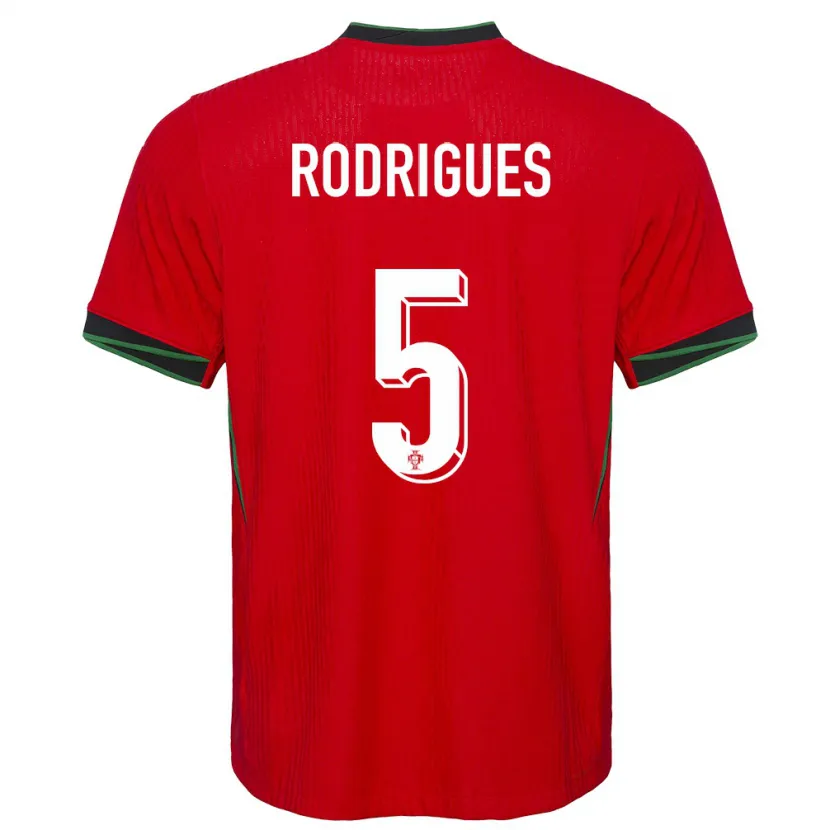 Danxen Mujer Camiseta Portugal Rafael Rodrigues #5 Rojo 1ª Equipación 24-26 La Camisa