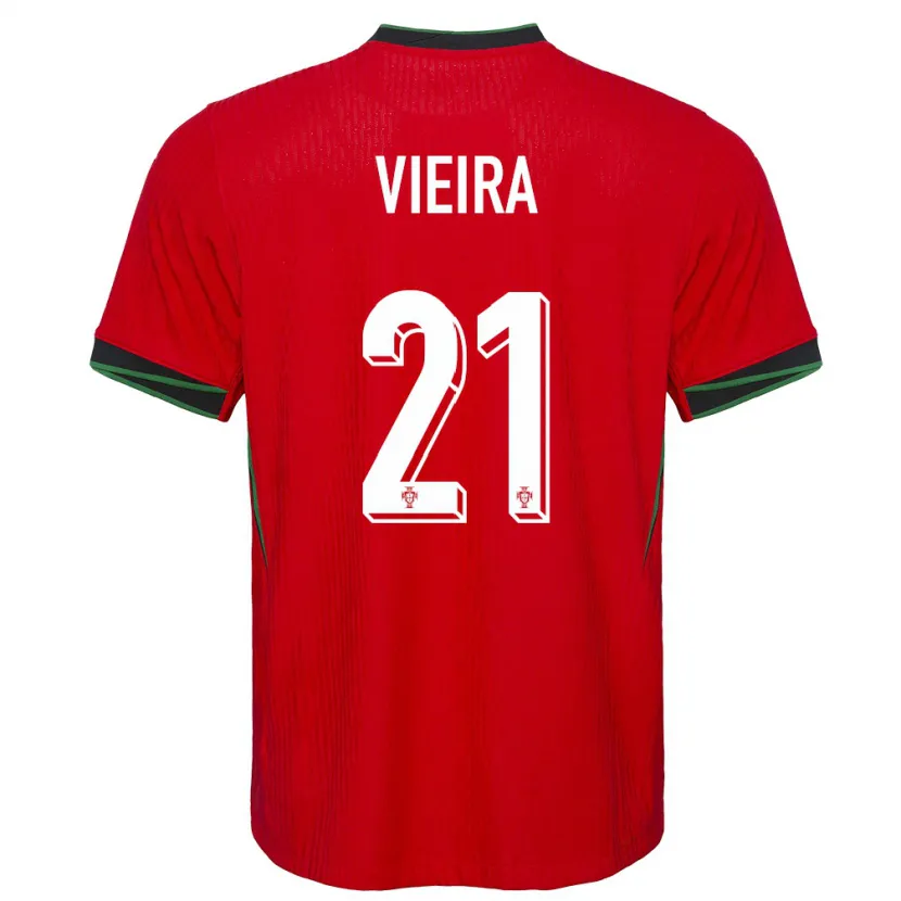Danxen Mujer Camiseta Portugal Fabio Vieira #21 Rojo 1ª Equipación 24-26 La Camisa