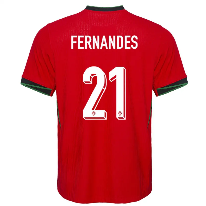 Danxen Mujer Camiseta Portugal Mateus Fernandes #21 Rojo 1ª Equipación 24-26 La Camisa