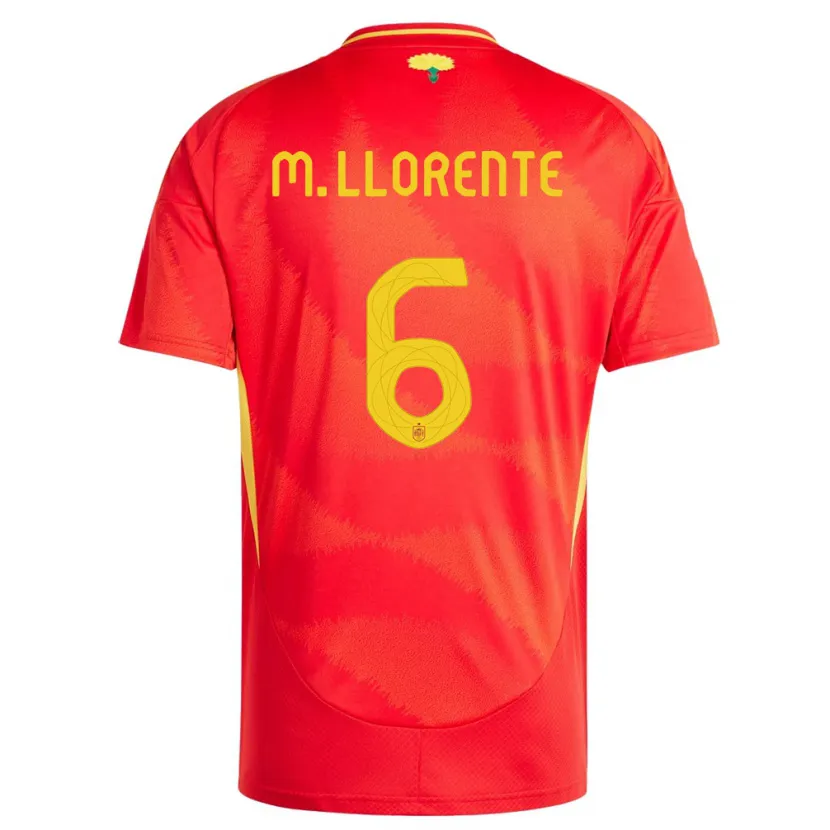 Danxen Mujer Camiseta España Marcos Llorente #6 Rojo 1ª Equipación 24-26 La Camisa