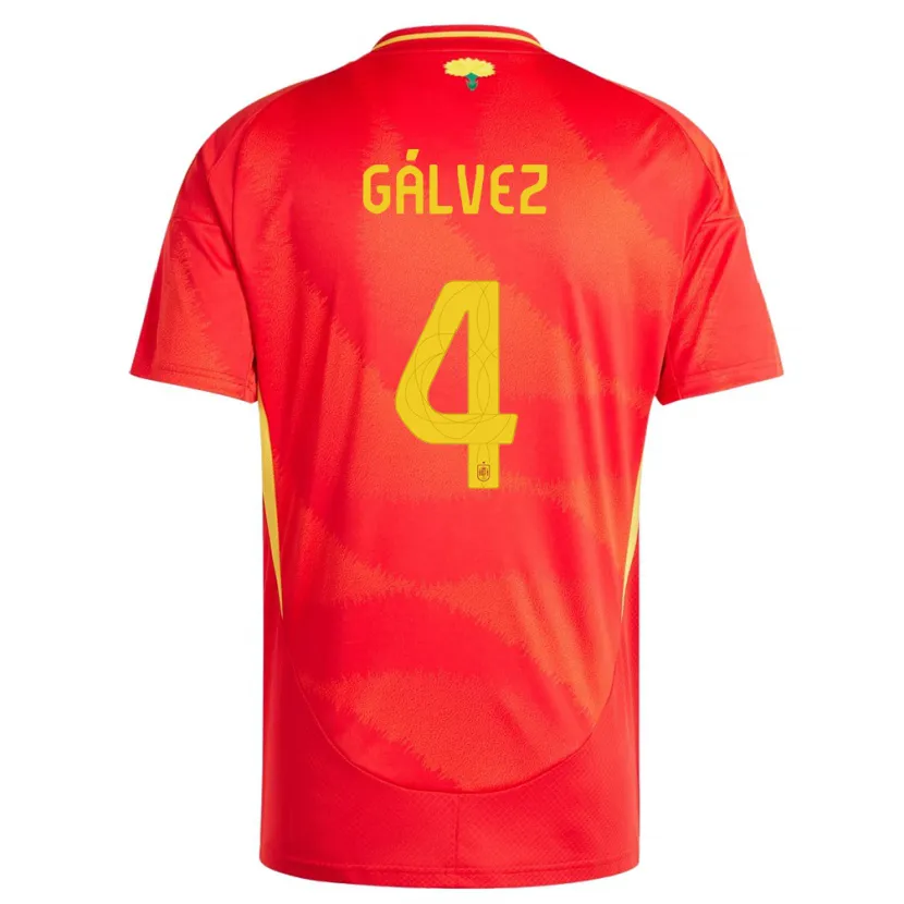 Danxen Mujer Camiseta España Rocio Galvez #4 Rojo 1ª Equipación 24-26 La Camisa