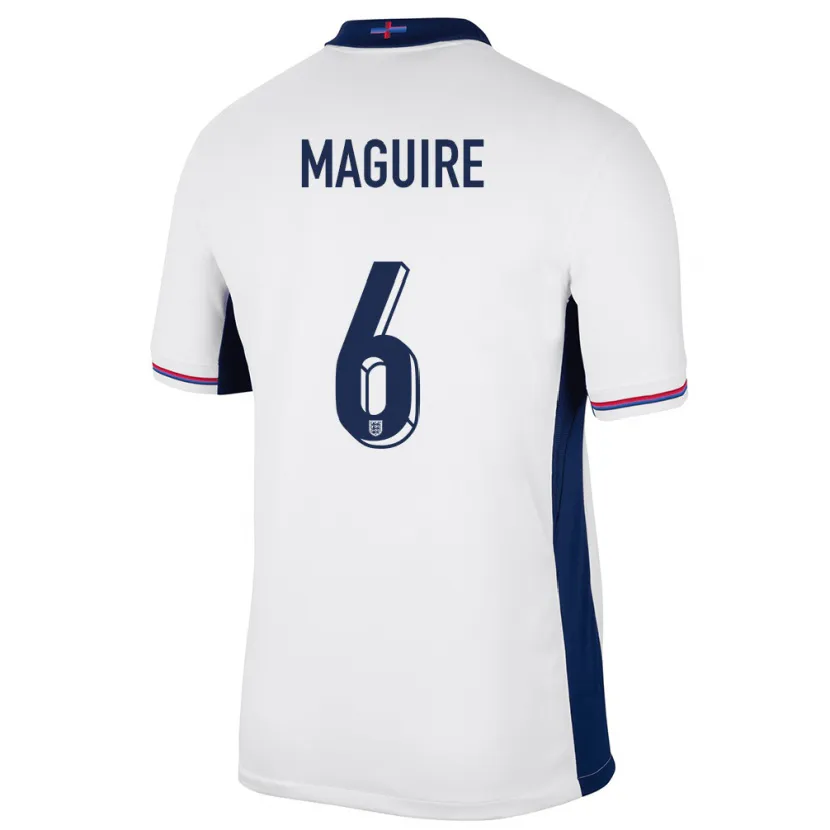 Danxen Mujer Camiseta Inglaterra Harry Maguire #6 Blanco 1ª Equipación 24-26 La Camisa
