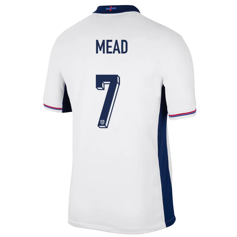 Danxen Mujer Camiseta Inglaterra Beth Mead #7 Blanco 1ª Equipación 24-26 La Camisa