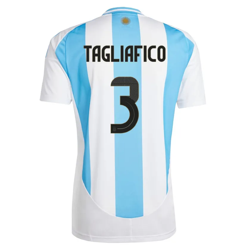 Danxen Mujer Camiseta Argentina Nicolas Tagliafico #3 Blanco Azul 1ª Equipación 24-26 La Camisa
