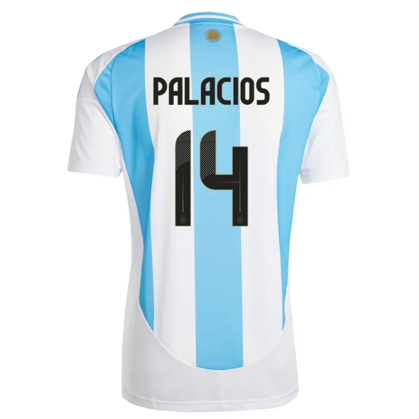 Danxen Mujer Camiseta Argentina Exequiel Palacios #14 Blanco Azul 1ª Equipación 24-26 La Camisa