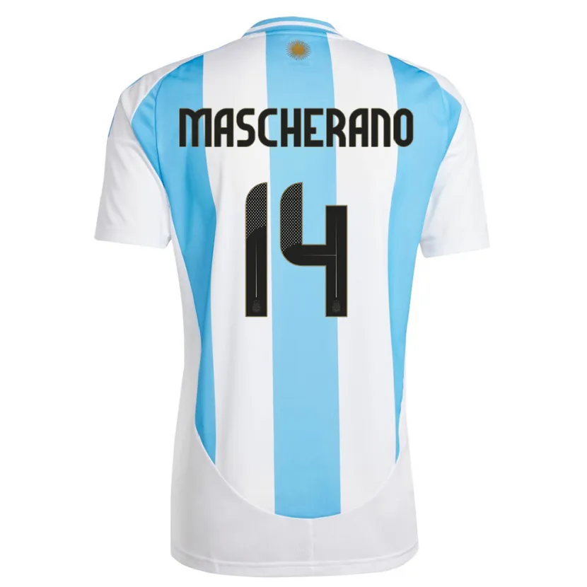 Danxen Mujer Camiseta Argentina Javier Mascherano #14 Blanco Azul 1ª Equipación 24-26 La Camisa