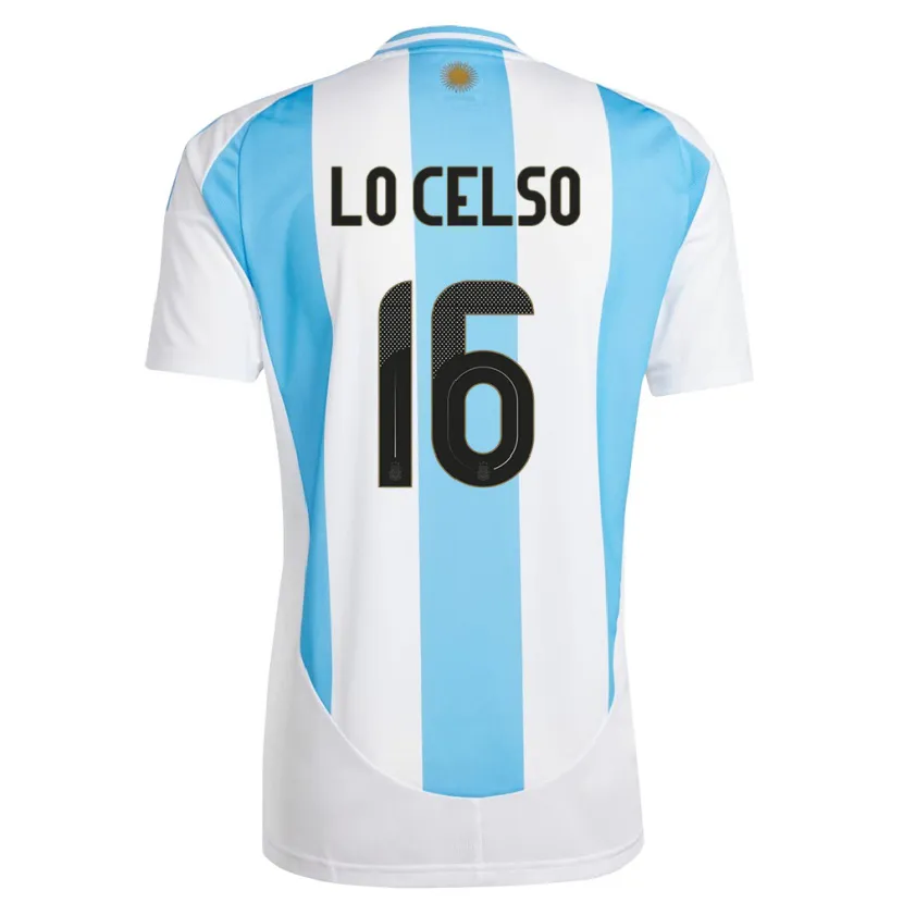 Danxen Mujer Camiseta Argentina Giovani Lo Celso #16 Blanco Azul 1ª Equipación 24-26 La Camisa