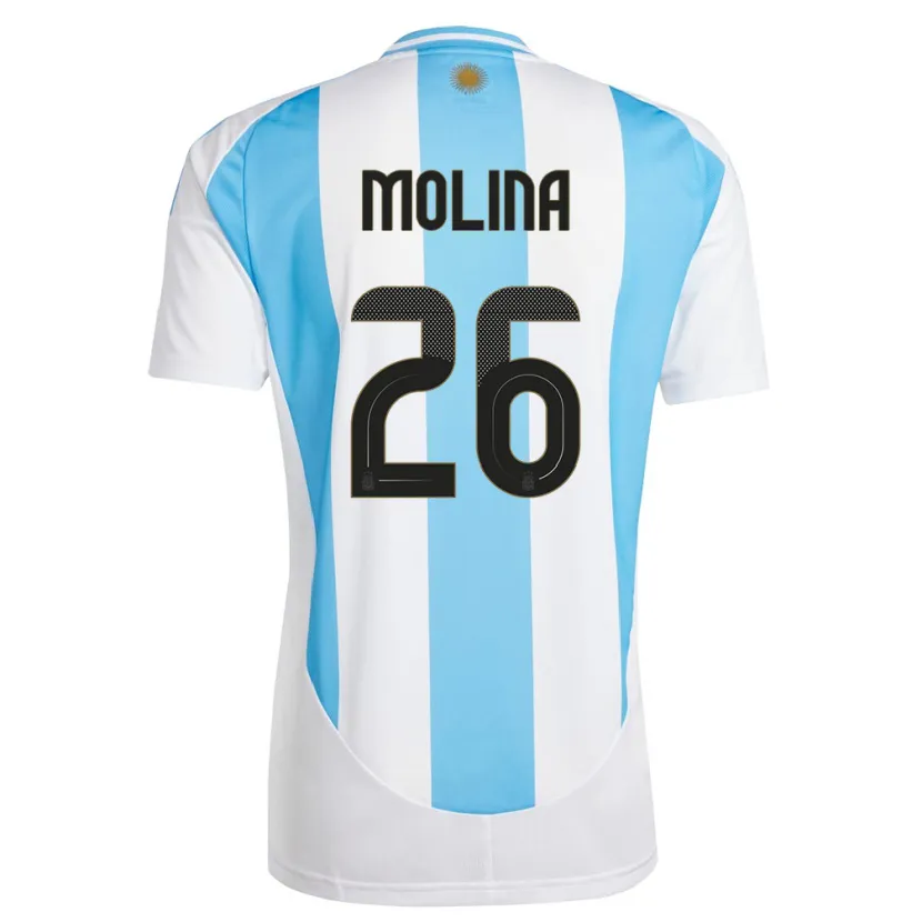 Danxen Mujer Camiseta Argentina Nahuel Molina #26 Blanco Azul 1ª Equipación 24-26 La Camisa