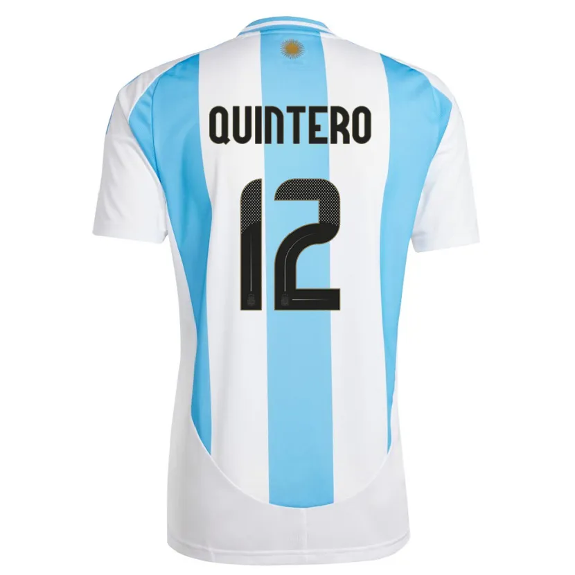 Danxen Mujer Camiseta Argentina Valentino Quintero #12 Blanco Azul 1ª Equipación 24-26 La Camisa