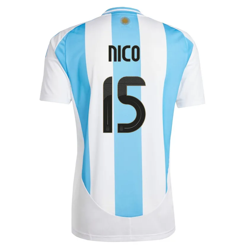 Danxen Mujer Camiseta Argentina Nico  #15 Blanco Azul 1ª Equipación 24-26 La Camisa