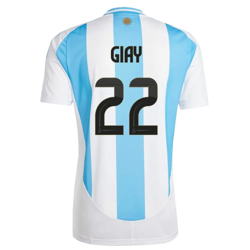 Danxen Mujer Camiseta Argentina Agustin Giay #22 Blanco Azul 1ª Equipación 24-26 La Camisa