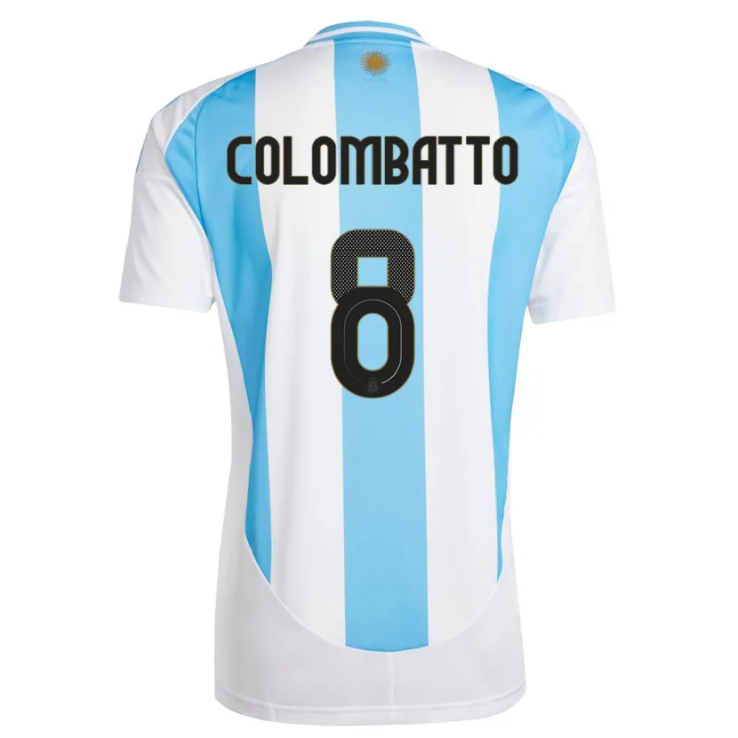 Danxen Mujer Camiseta Argentina Santiago Colombatto #8 Blanco Azul 1ª Equipación 24-26 La Camisa