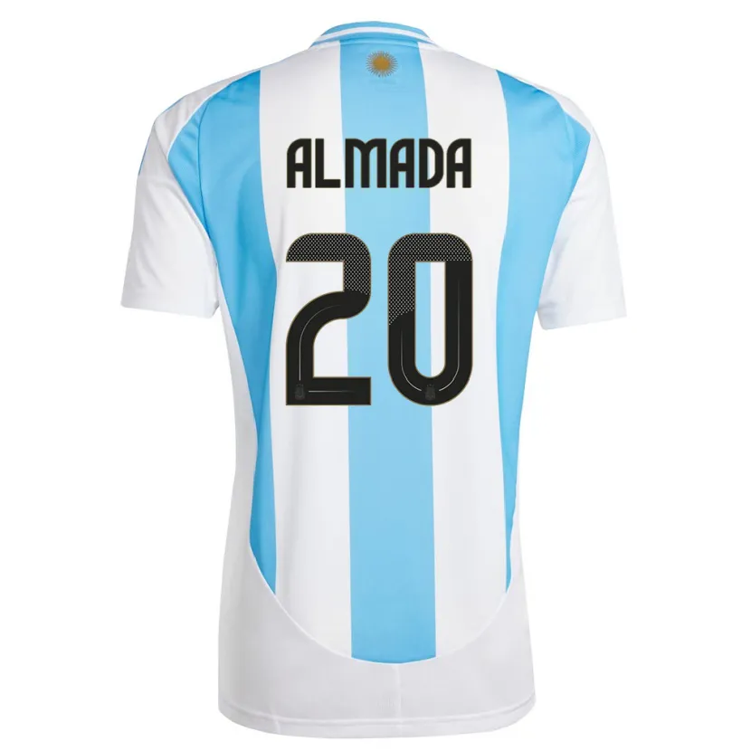 Danxen Mujer Camiseta Argentina Thiago Almada #20 Blanco Azul 1ª Equipación 24-26 La Camisa