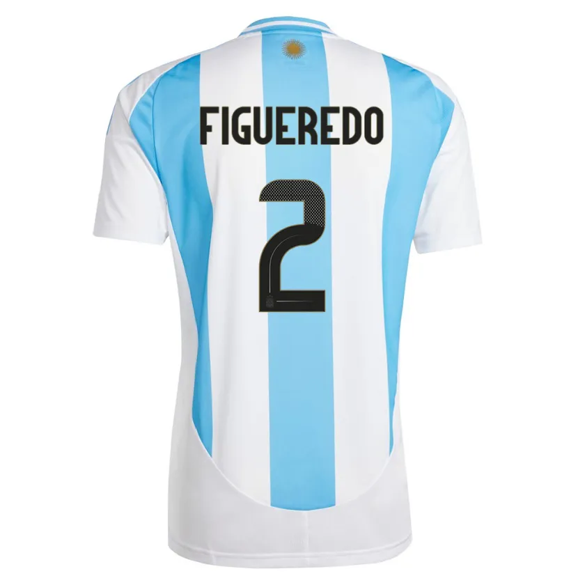 Danxen Mujer Camiseta Argentina Leandro Figueredo #2 Blanco Azul 1ª Equipación 24-26 La Camisa