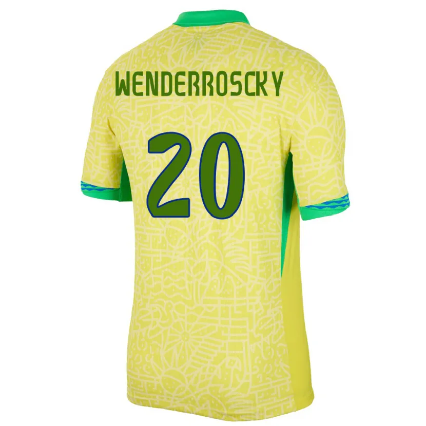 Danxen Mujer Camiseta Brasil Arthur Wenderroscky #20 Amarillo 1ª Equipación 24-26 La Camisa