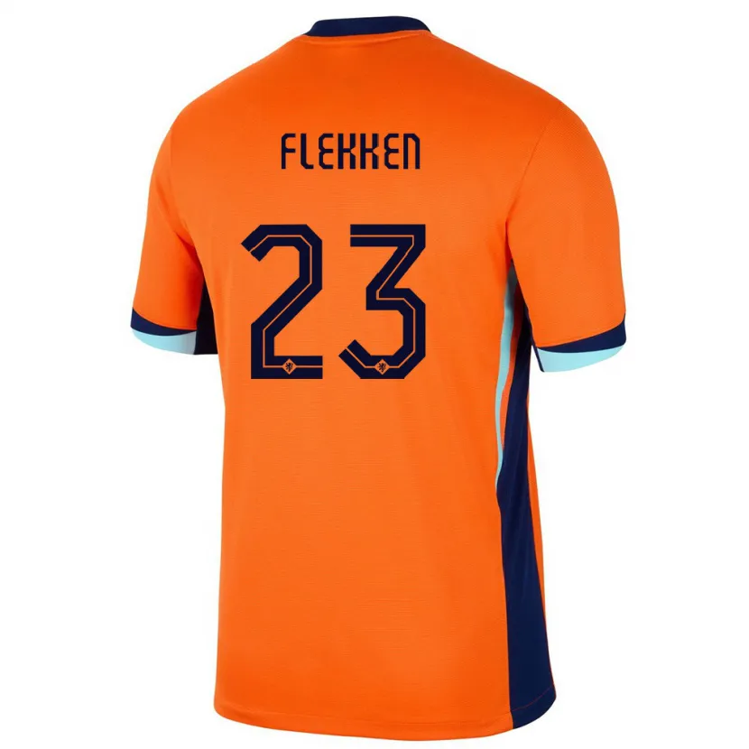 Danxen Mujer Camiseta Países Bajos Mark Flekken #23 Naranja 1ª Equipación 24-26 La Camisa