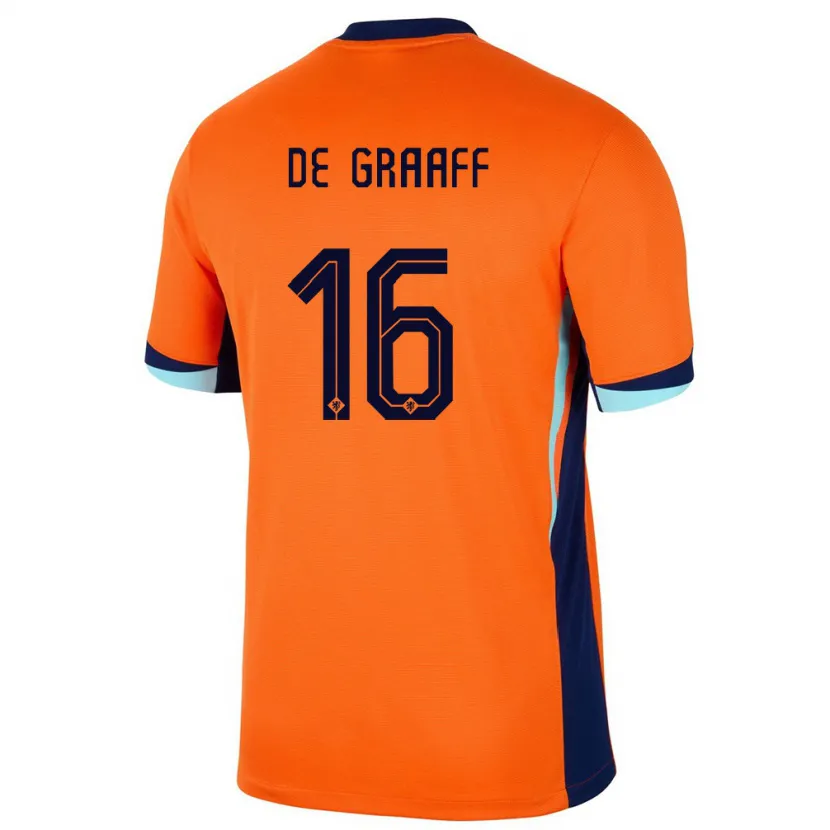 Danxen Mujer Camiseta Países Bajos Tom De Graaff #16 Naranja 1ª Equipación 24-26 La Camisa