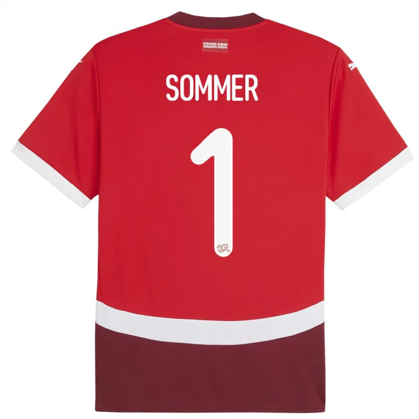 Danxen Mujer Camiseta Suiza Yann Sommer #1 Rojo 1ª Equipación 24-26 La Camisa