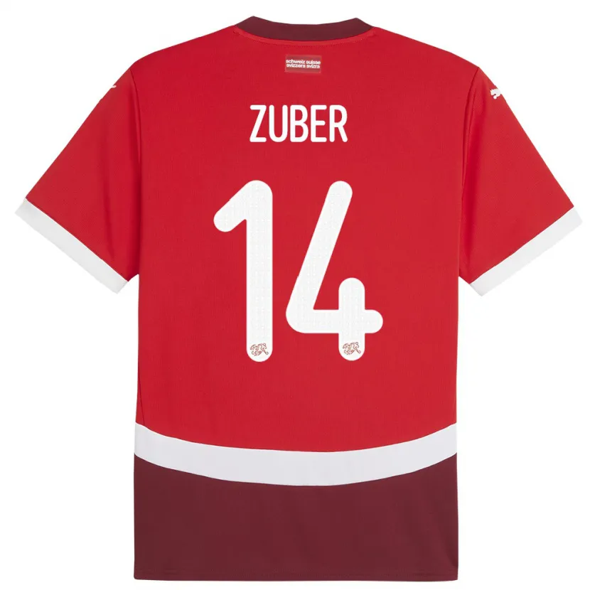 Danxen Mujer Camiseta Suiza Steven Zuber #14 Rojo 1ª Equipación 24-26 La Camisa