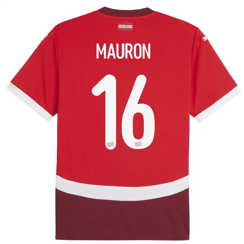 Danxen Mujer Camiseta Suiza Sandrine Mauron #16 Rojo 1ª Equipación 24-26 La Camisa