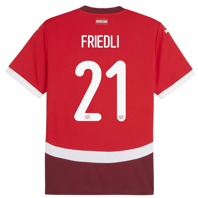 Danxen Mujer Camiseta Suiza Seraina Friedli #21 Rojo 1ª Equipación 24-26 La Camisa