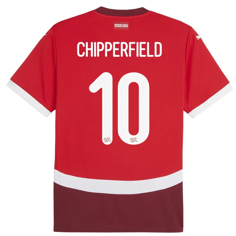 Danxen Mujer Camiseta Suiza Liam Chipperfield #10 Rojo 1ª Equipación 24-26 La Camisa