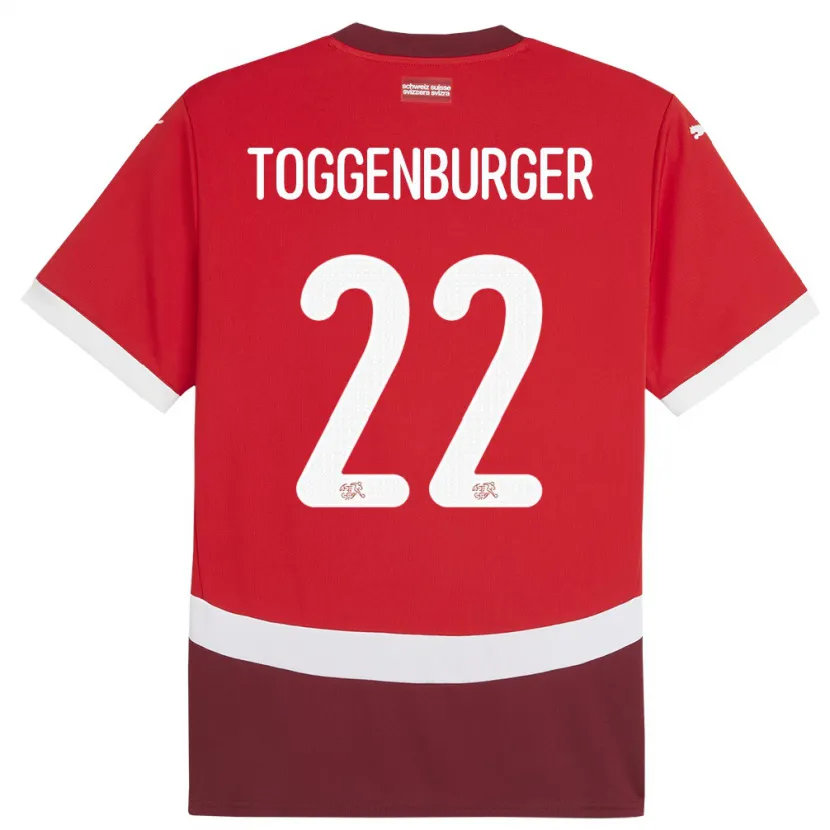 Danxen Mujer Camiseta Suiza Nando Toggenburger #22 Rojo 1ª Equipación 24-26 La Camisa