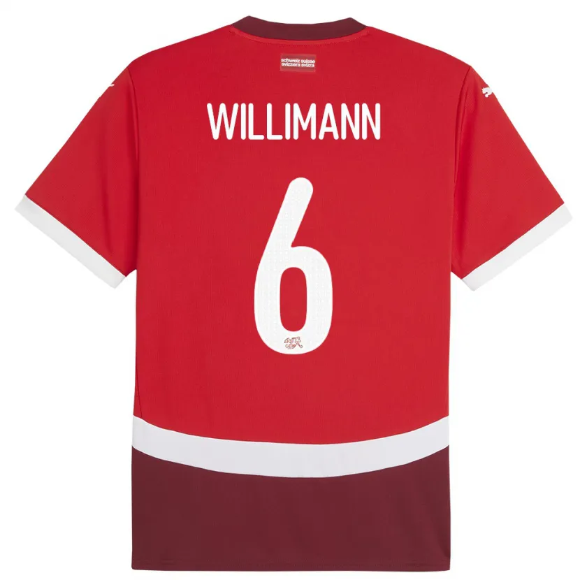 Danxen Mujer Camiseta Suiza Mauricio Willimann #6 Rojo 1ª Equipación 24-26 La Camisa