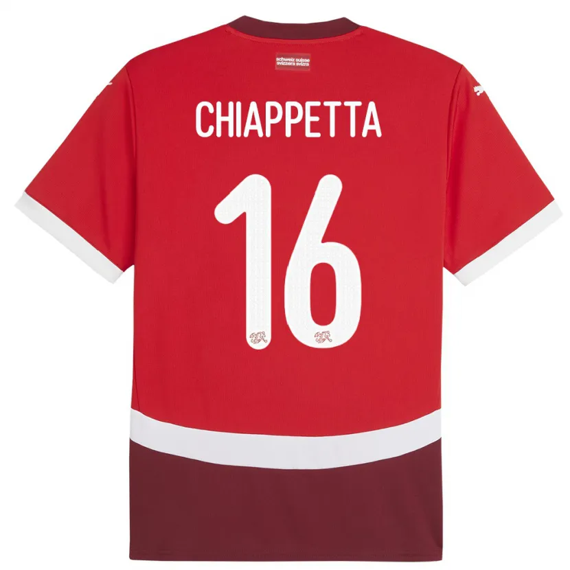 Danxen Mujer Camiseta Suiza Carmine Chiappetta #16 Rojo 1ª Equipación 24-26 La Camisa