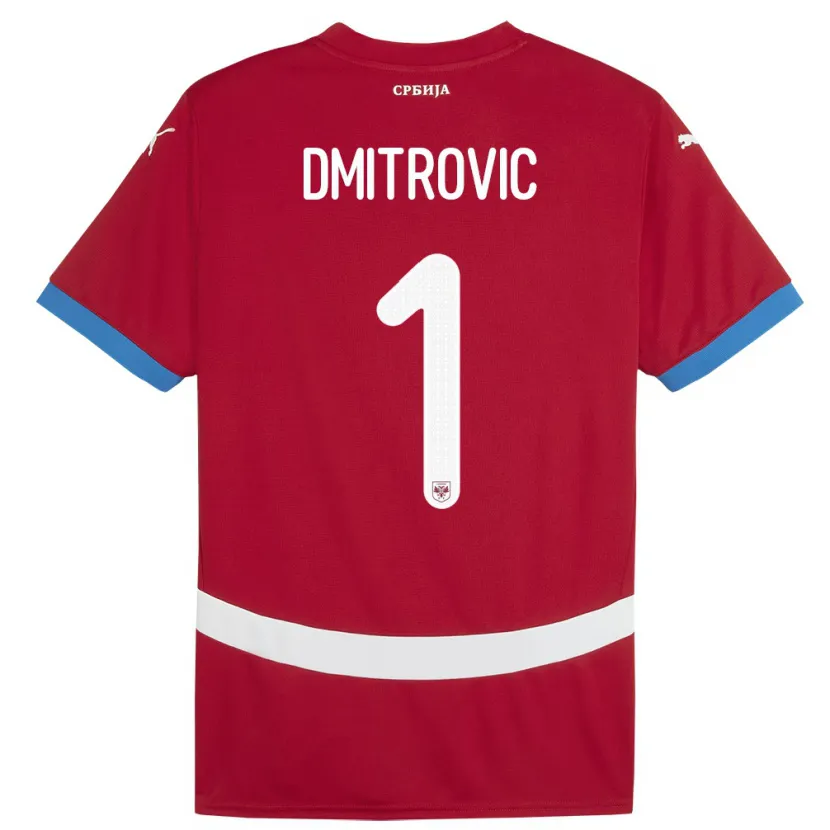 Danxen Mujer Camiseta Serbia Marko Dmitrovic #1 Rojo 1ª Equipación 24-26 La Camisa