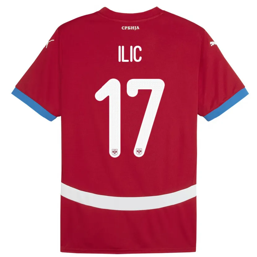 Danxen Mujer Camiseta Serbia Ivan Ilic #17 Rojo 1ª Equipación 24-26 La Camisa