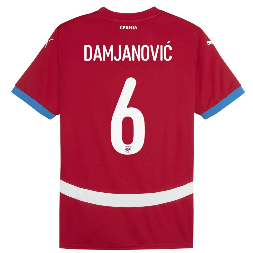 Danxen Mujer Camiseta Serbia Nevena Damjanovic #6 Rojo 1ª Equipación 24-26 La Camisa