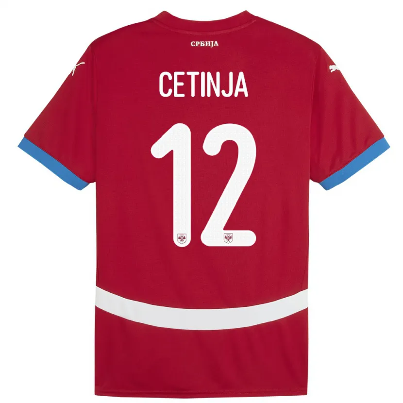 Danxen Mujer Camiseta Serbia Sara Cetinja #12 Rojo 1ª Equipación 24-26 La Camisa