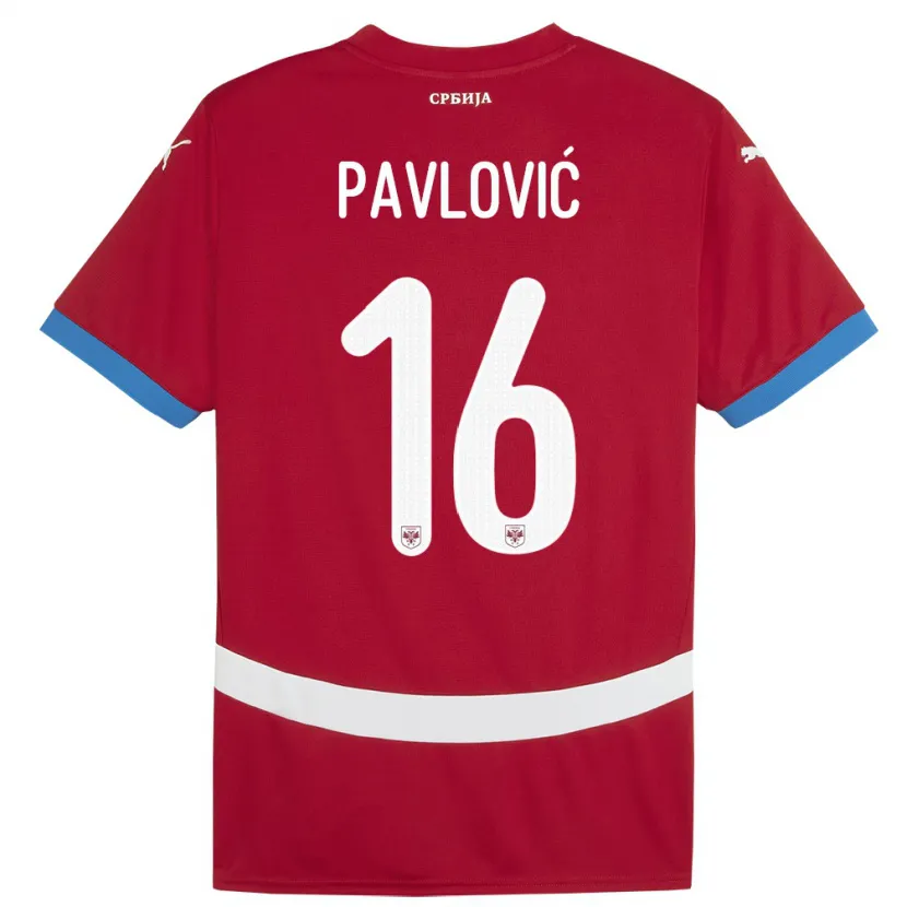 Danxen Mujer Camiseta Serbia Sara Pavlovic #16 Rojo 1ª Equipación 24-26 La Camisa