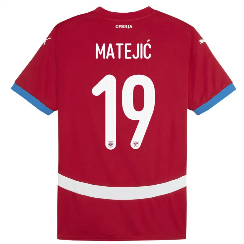 Danxen Mujer Camiseta Serbia Nina Matejic #19 Rojo 1ª Equipación 24-26 La Camisa