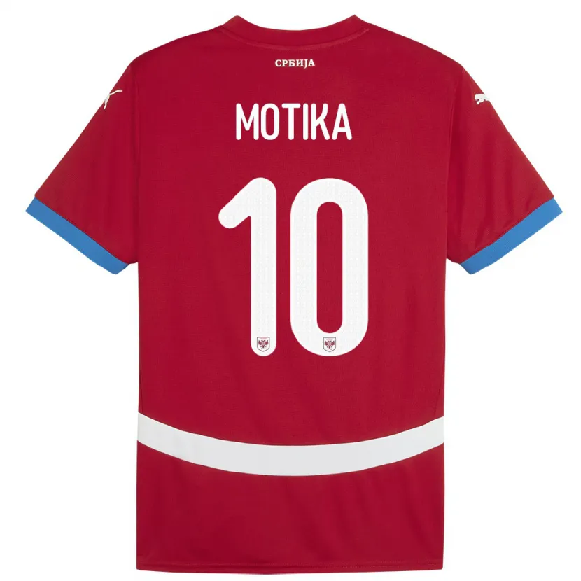 Danxen Mujer Camiseta Serbia Nemanja Motika #10 Rojo 1ª Equipación 24-26 La Camisa