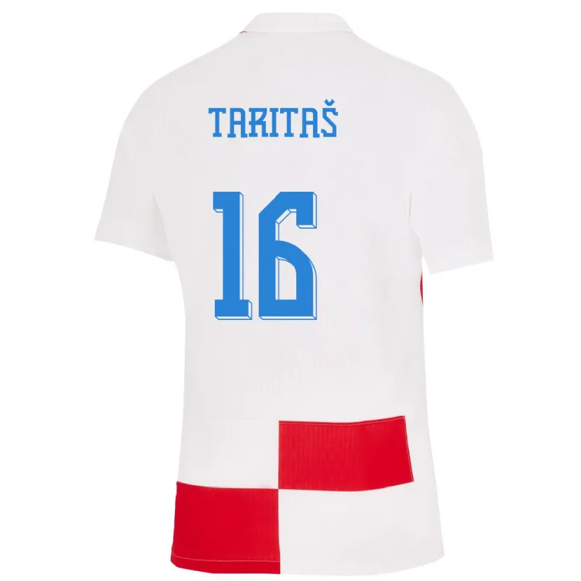 Danxen Mujer Camiseta Croacia Martina Taritas #16 Blanco Rojo 1ª Equipación 24-26 La Camisa