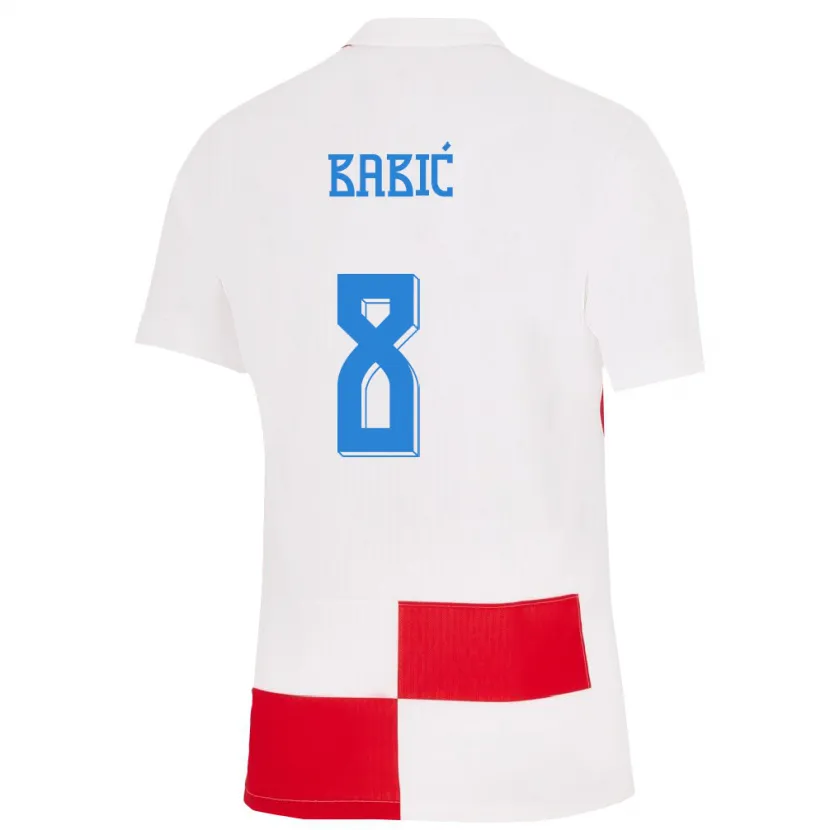 Danxen Mujer Camiseta Croacia Andro Babic #8 Blanco Rojo 1ª Equipación 24-26 La Camisa