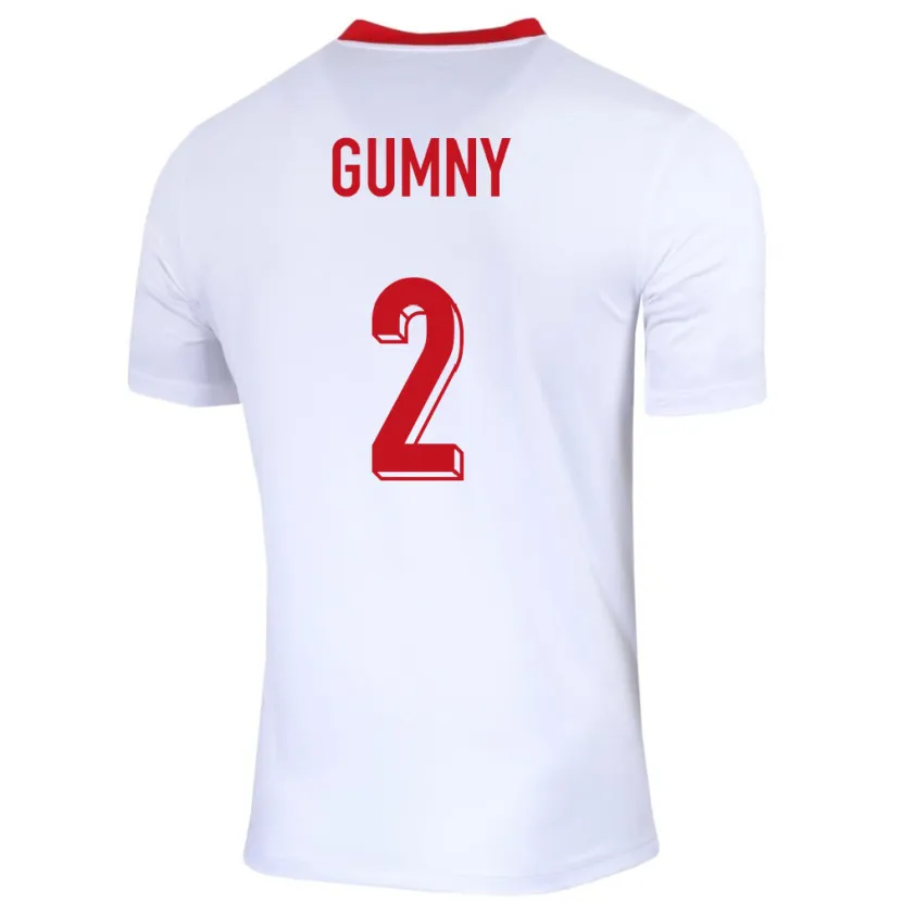 Danxen Mujer Camiseta Polonia Robert Gumny #2 Blanco 1ª Equipación 24-26 La Camisa