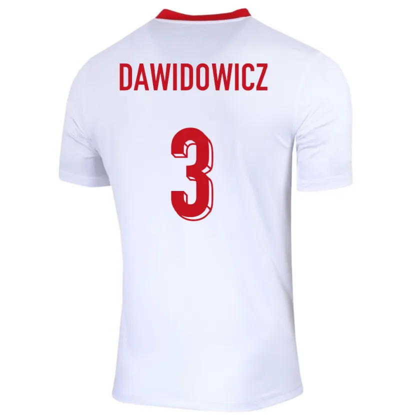 Danxen Mujer Camiseta Polonia Pawel Dawidowicz #3 Blanco 1ª Equipación 24-26 La Camisa