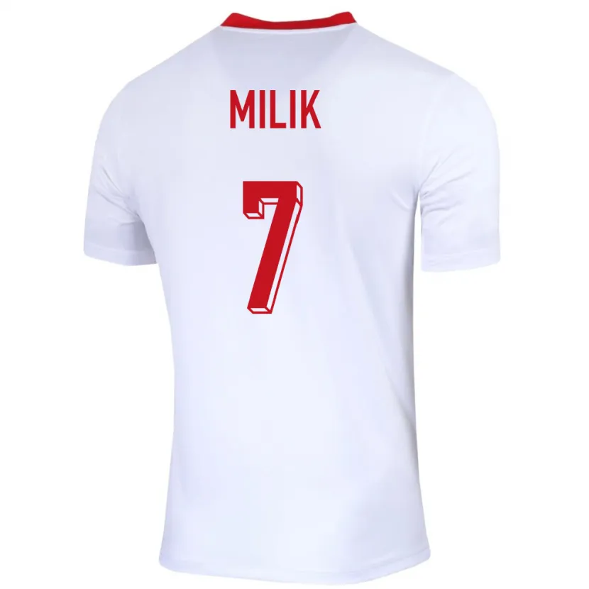 Danxen Mujer Camiseta Polonia Arkadiusz Milik #7 Blanco 1ª Equipación 24-26 La Camisa