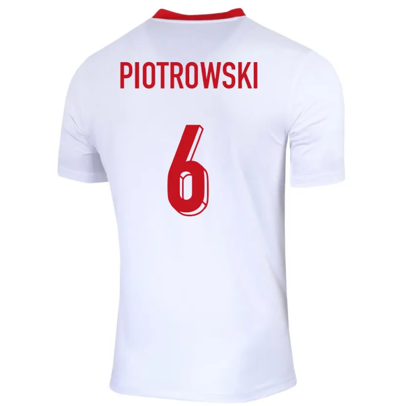 Danxen Mujer Camiseta Polonia Jakub Piotrowski #6 Blanco 1ª Equipación 24-26 La Camisa