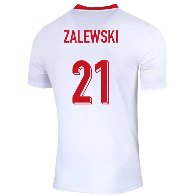 Danxen Mujer Camiseta Polonia Nicola Zalewski #21 Blanco 1ª Equipación 24-26 La Camisa