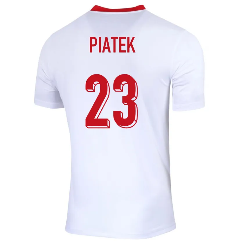 Danxen Mujer Camiseta Polonia Krzysztof Piatek #23 Blanco 1ª Equipación 24-26 La Camisa