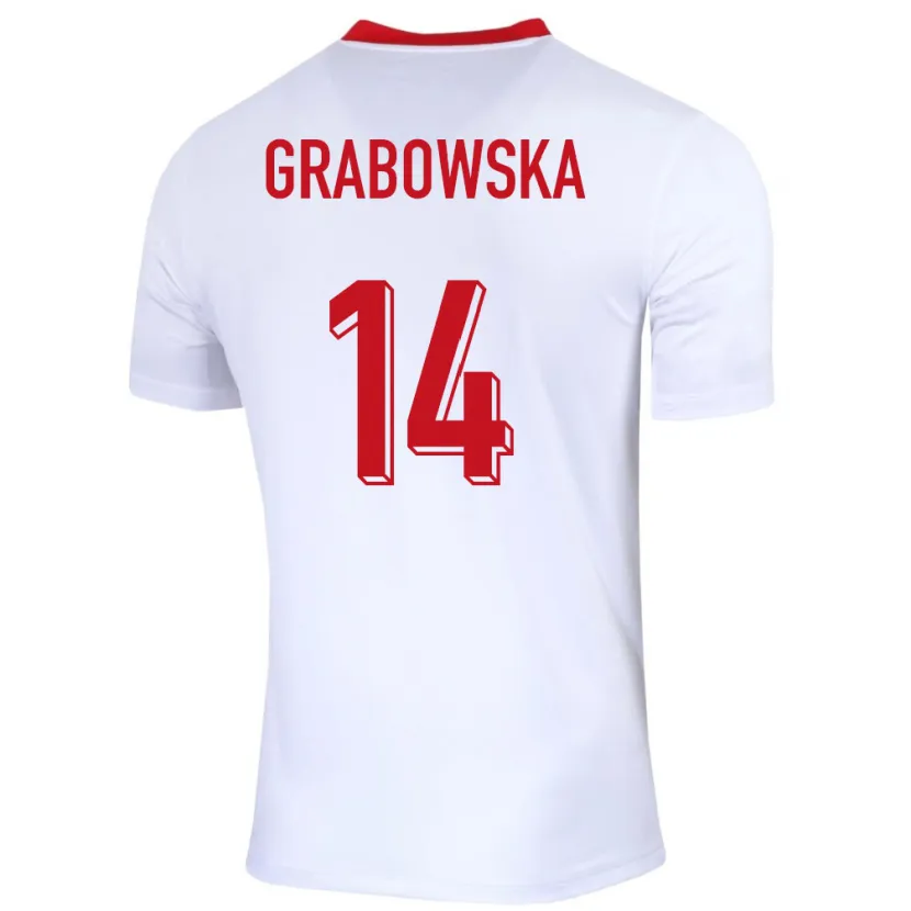 Danxen Mujer Camiseta Polonia Dominika Grabowska #14 Blanco 1ª Equipación 24-26 La Camisa