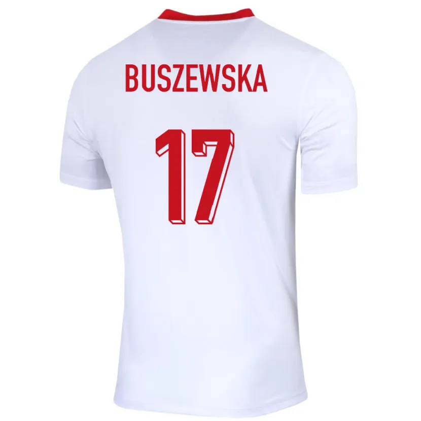 Danxen Mujer Camiseta Polonia Zofia Buszewska #17 Blanco 1ª Equipación 24-26 La Camisa