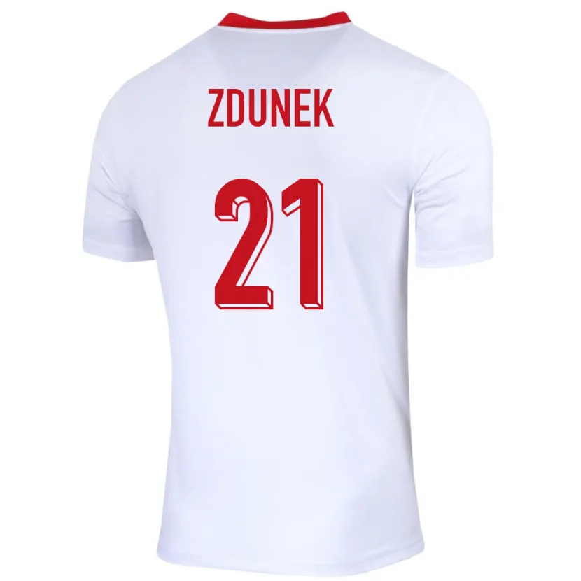 Danxen Mujer Camiseta Polonia Emilia Zdunek #21 Blanco 1ª Equipación 24-26 La Camisa