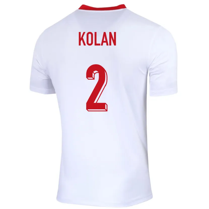 Danxen Mujer Camiseta Polonia Jakub Kolan #2 Blanco 1ª Equipación 24-26 La Camisa