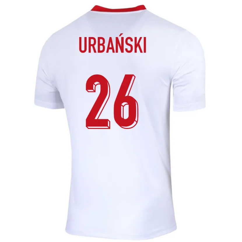 Danxen Mujer Camiseta Polonia Kacper Urbanski #26 Blanco 1ª Equipación 24-26 La Camisa